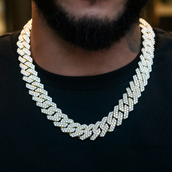 GLD Diamond Prong Cuban Chain in Yellow Gold - 19mm