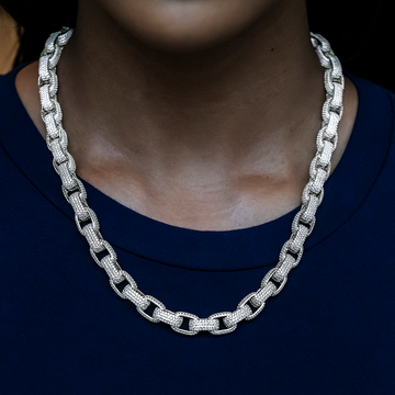 Collar de eslabones Diamond Box en oro blanco - 9 mm