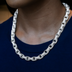 Collar de eslabones Diamond Box en oro blanco - 9 mm