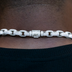 Diamond Box Link Chain in White Gold- 9mm