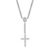 Women's Moissanite Micro Clustered Rosary Chain Necklace in White Gold Vermeil