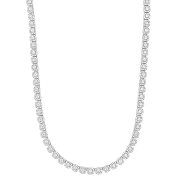 Men's 6MM Clustered Moissanite Tennis Necklace in White Gold Vermeil