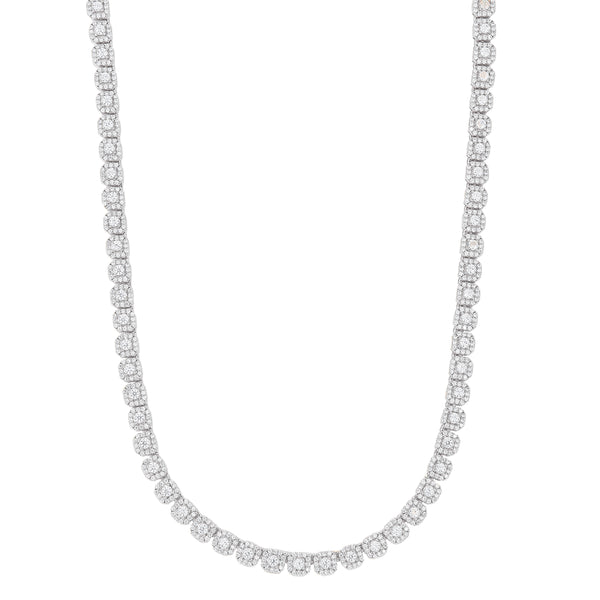 Women's 6MM Clustered Moissanite Tennis Necklace in White Gold Vermeil