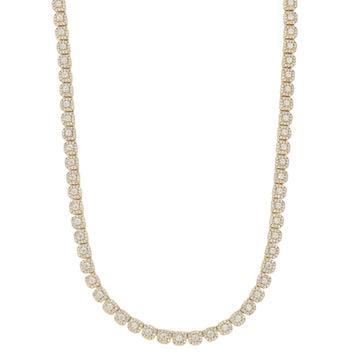 Women's 6MM Clustered Moissanite Tennis Necklace in Yellow Gold Vermeil