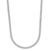 Micro Diamond Prong Moissanite Cuban Chain Necklace in Sterling Silver - 6MM