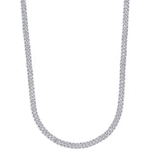 Men's 6MM Micro Diamond Prong Moissanite Cuban Chain Necklace in White Gold Vermeil