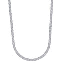 Micro Diamond Prong Moissanite Cuban Chain in Sterling Silver - 6MM