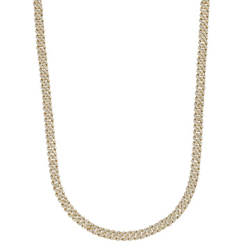 Men's 6MM Micro Diamond Prong Moissanite Cuban Chain Necklace in Yellow Gold Vermeil