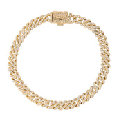 Men's 6MM Micro Diamond Prong Moissanite Cuban Bracelet in Yellow Gold Vermeil