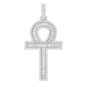 Colgante Ankh Cruz de Moissanita para Hombre en Vermeil de Oro Blanco