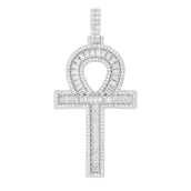 Moissanite Ankh Cross Pendant in Sterling Silver