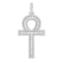 Moissanite Ankh Cross Pendant in Sterling Silver