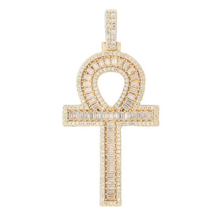 Women's Moissanite Ankh Cross Pendant in Yellow Gold Vermeil