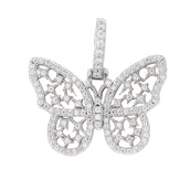 Women's Moissanite Small Butterfly Pendant in White Gold Vermeil