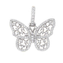 Colgante de moissanita de mariposa pequeña de oro blanco vermeil para mujer