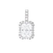 Women's Moissanite Micro Diamond Stone Pendant in White Gold Vermeil