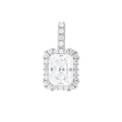 Moissanite Micro Diamond Stone Pendant in Sterling Silver