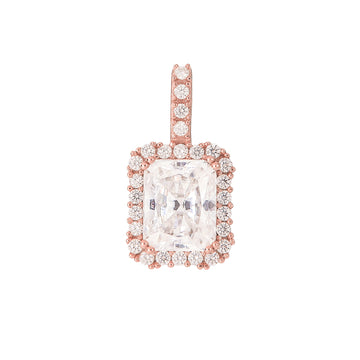 Men's Moissanite Micro Diamond Stone Pendant in Rose Gold Vermeil