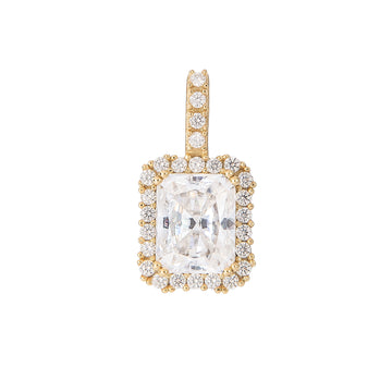 Men's Moissanite Micro Diamond Stone Pendant in Yellow Gold Vermeil