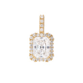 Men's Moissanite Micro Diamond Stone Pendant in Yellow Gold Vermeil