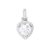 Moissanite Micro Iced Heart Pendant in Sterling Silver