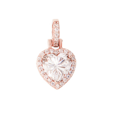 Women's Moissanite Micro Iced Heart Pendant in Rose Gold Vermeil