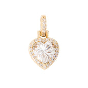 Women's Moissanite Micro Iced Heart Pendant in Yellow Gold Vermeil
