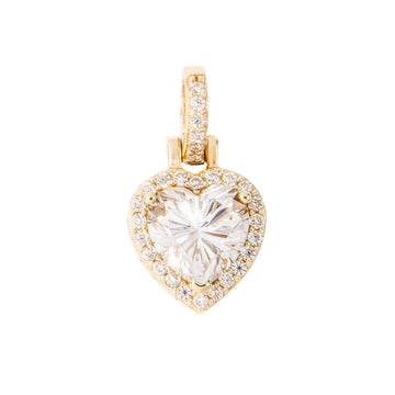 Women's Moissanite Micro Iced Heart Pendant in Yellow Gold Vermeil