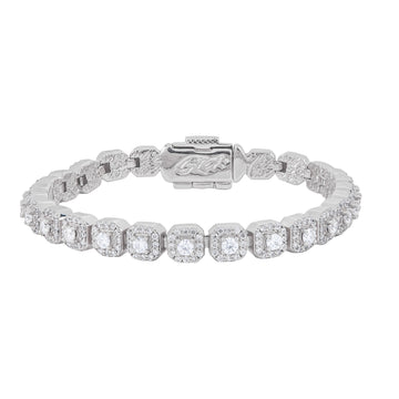 Men's 6MM Clustered Moissanite Tennis Bracelet in White Gold Vermeil