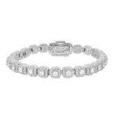 Men's 6MM Clustered Moissanite Tennis Bracelet in White Gold Vermeil