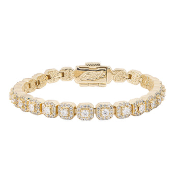 Men's 6MM Clustered Moissanite Tennis Bracelet in Yellow Gold Vermeil