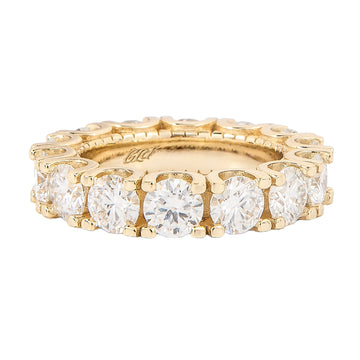 Women's 5MM Moissanite Eternity Diamond Band Ring in Yellow Gold Vermeil