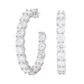 4MM Moissanite Eternity Hoop Earrings in Sterling Silver