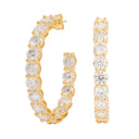 Pendientes de aro eternidad de moissanita de 4 mm en vermeil de oro amarillo