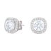 Cushion Cut Moissanite Earrings in White Gold Vermeil