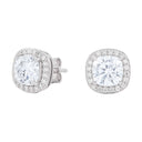 Cushion Cut Moissanite Earrings in White Gold Vermeil