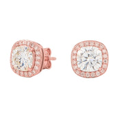 Women's Cushion Cut Moissanite Earrings in Rose Gold Vermeil