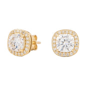 Women's Cushion Cut Moissanite Earrings in Yellow Gold Vermeil