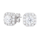 Micro Clustered Moissanite Earrings in White Gold Vermeil