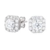 Men's Micro Clustered Moissanite Earrings in White Gold Vermeil