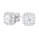 Micro Clustered Moissanite Earrings in Sterling Silver