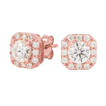 Women's Micro Clustered Moissanite Earrings in Rose Gold Vermeil
