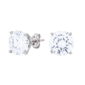 Men's 8MM Round Cut Moissanite Diamond Stud Earrings in White Gold Vermeil