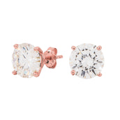 Men's 8MM Round Cut Moissanite Diamond Stud Earrings in Rose Gold Vermeil