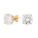 8MM Round Cut Moissanite Diamond Stud Earrings in Yellow Gold Vermeil
