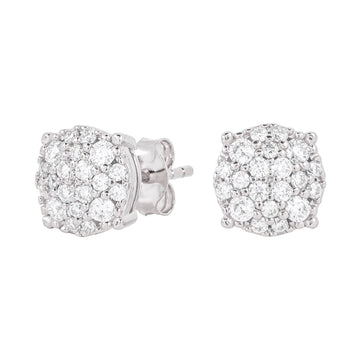 Women's 8MM Pave Set Moissanite Stud Earrings in White Gold Vermeil