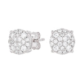 8MM Pave Set Moissanite Stud Earrings in Sterling Silver