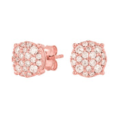 Women's 8MM Pave Set Moissanite Stud Earrings in Rose Gold Vermeil