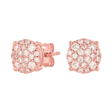 Women's 8MM Pave Set Moissanite Stud Earrings in Rose Gold Vermeil
