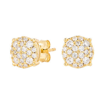 Women's 8MM Pave Set Moissanite Stud Earrings in Yellow Gold Vermeil